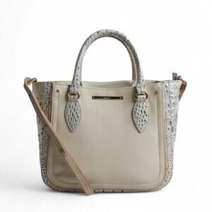 Brahmin Small Lena Satchel Bag Toasted Macaroon Macaroon Marais Leather